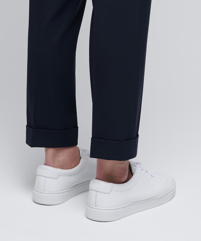 Musinsa Standard Tapered Turn-Up Hidden Banding Crop Slacks [Navy]