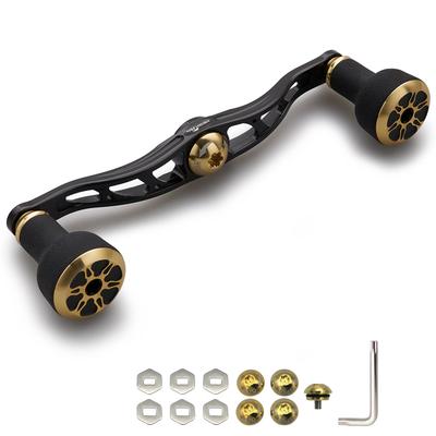 HEIGHTEN 105mm/120mm Reel Handle with 24mm TPE Knob, Compatible with Shimano, Daiwa, Abu Garcia Baitcasting Reels, TPE Arch Series (120mm - Black & Go