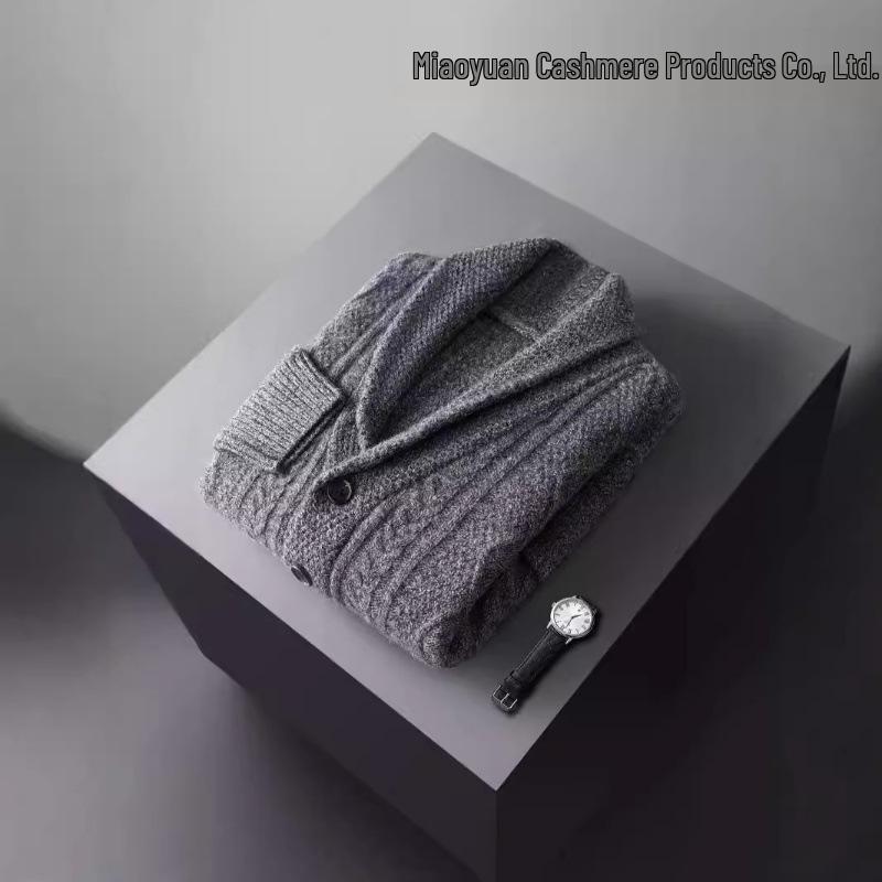 Herren Leichter Luxus Woll-Cardigan-Pullover mit Taschen - Herbst/Winter Strickjacke