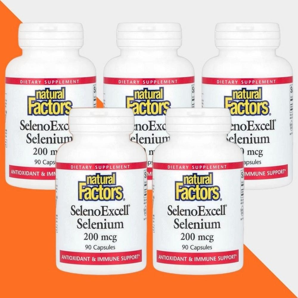 SelenoExcell Natural Factors Selenium 200mcg Capsules 90 Tablets 5 Packs