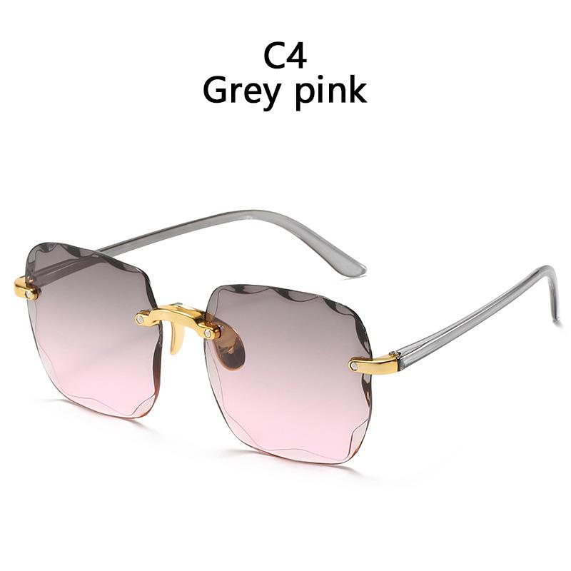 Rectangular Sun Glasses Glasses Female Designer Style Style Trendy Rimless Gradient Sun Eyeglasses Shades Cutting Lens Ladies Frameless Glasses