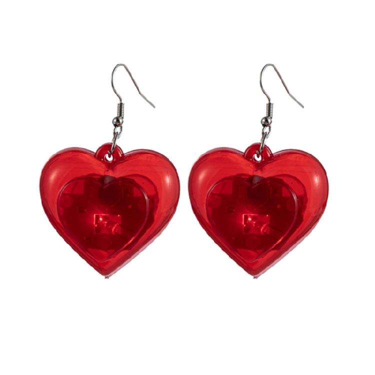 Fashion Dangle Earrings Heart LED Lights Pendant Earrings Valentines Jewelry