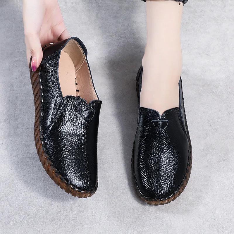 Waterproof Loafers Wide Width Women Driving Shoes Woman Black Genuine Leather Flats Red Designer Loafers Women White Moccasins