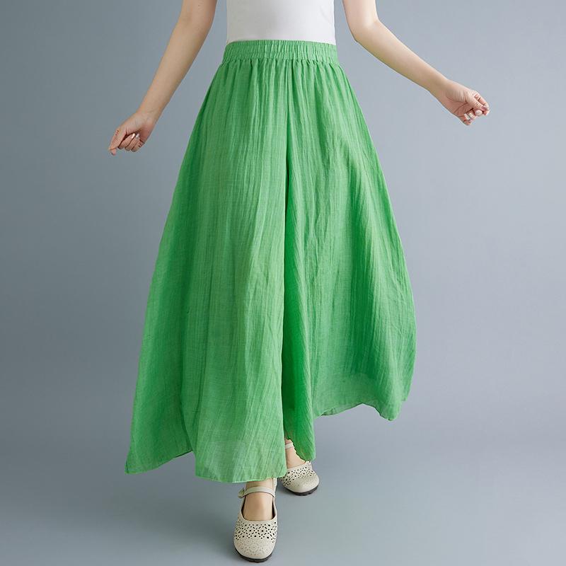 DIMANAF Plus Size 2021 Women Linen Pants Elastic Vintage Korea Basic Female Large Size Fashion Slacks Wide Leg Oversize Loose Pants