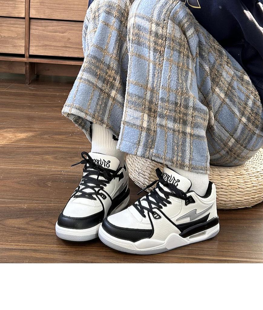 Hong Kong Style Men's Air Cushion Sports Shoes - 2025 Summer Trend, Thick Sole Casual White Sneakers for Students and Couples