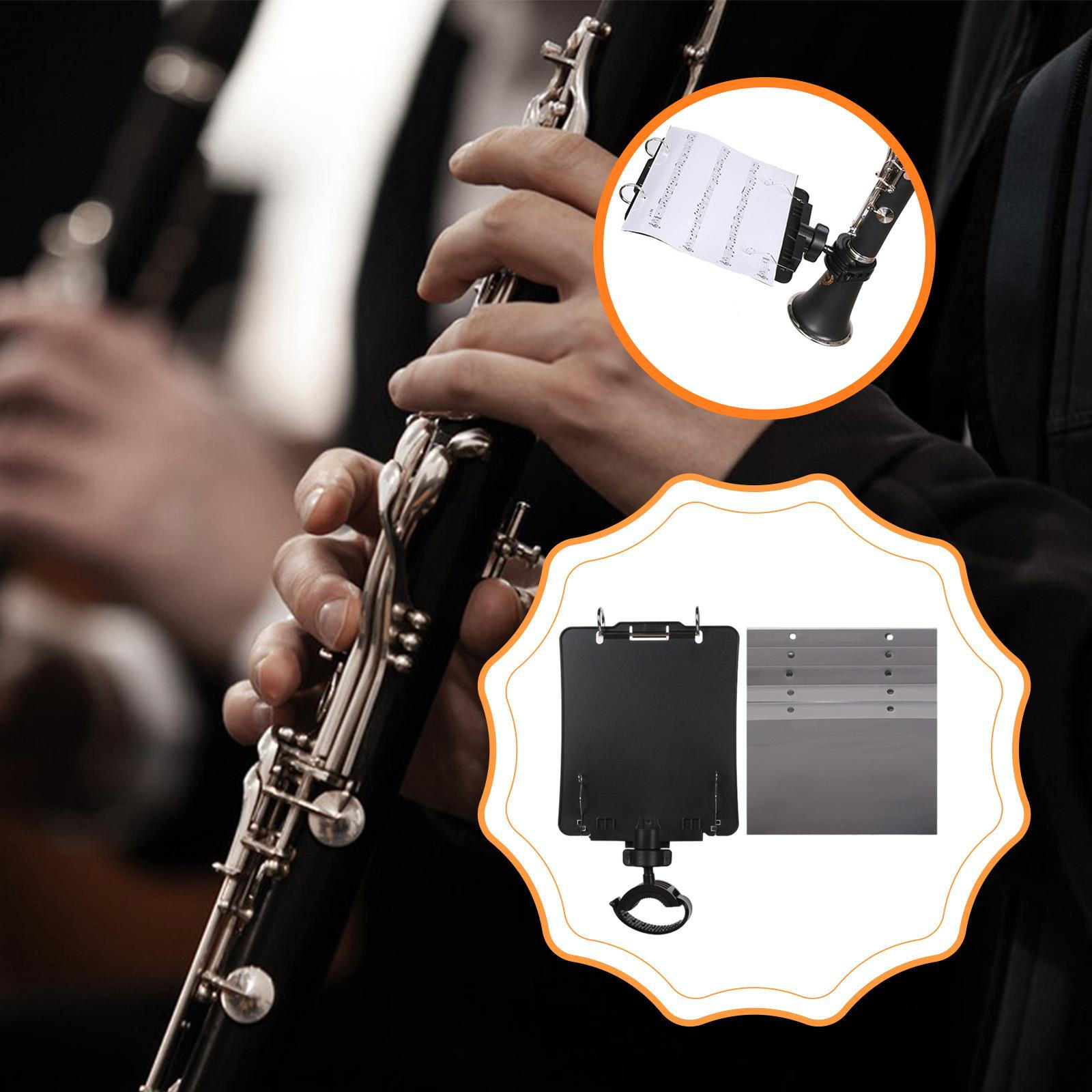 Instrument Sheet Holder Marching Band Clarinet Lyre Rack Studio Music Stand for