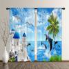 2pcs Dolphin Pattern Curtains Decorative Window Drapes Window Treatments For Bedroom Living Room Home Decoration Room Decoration