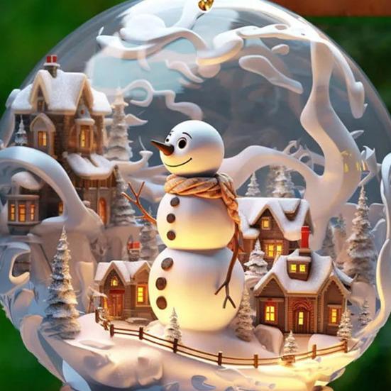 Christmas Snowman Hanging Decoration 2D Flat Snow Scene Sphere Ornament Festive Snowman Decoration for Christmas Tree Mantel Party Decor