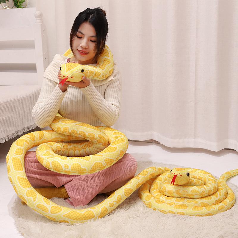 Large Simulation Golden Python Doll Plush Toy Zodiac Snake Big Python Doll Tricky Spoof Doll