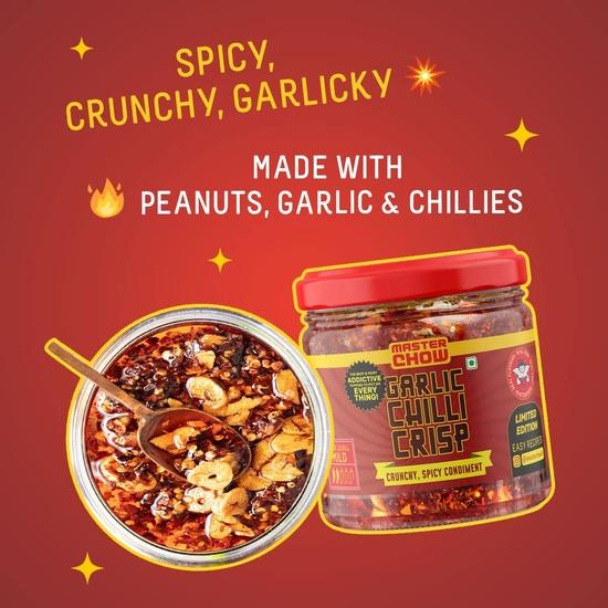 MasterChow Edizione Limitata Croccante Aglio e Peperoncino | Piccante, Croccante | Fatto Con Pepe di Sichuan, Aglio Croccante e Peperoncini Rossi - 170 Grammi