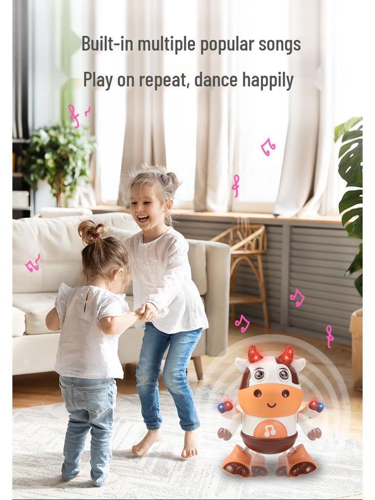 Adorable Singing and Dancing Cow Robot with Lights - Children's Electric Toy