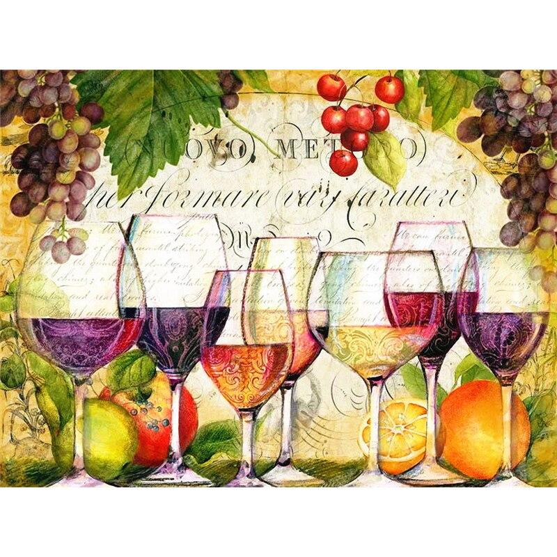 New 5D DIY Diamond Painting Wine Diamond Embroidery Fruit Cross Stitch Full Round Drill Crafts Home Decor Manual Art Gift