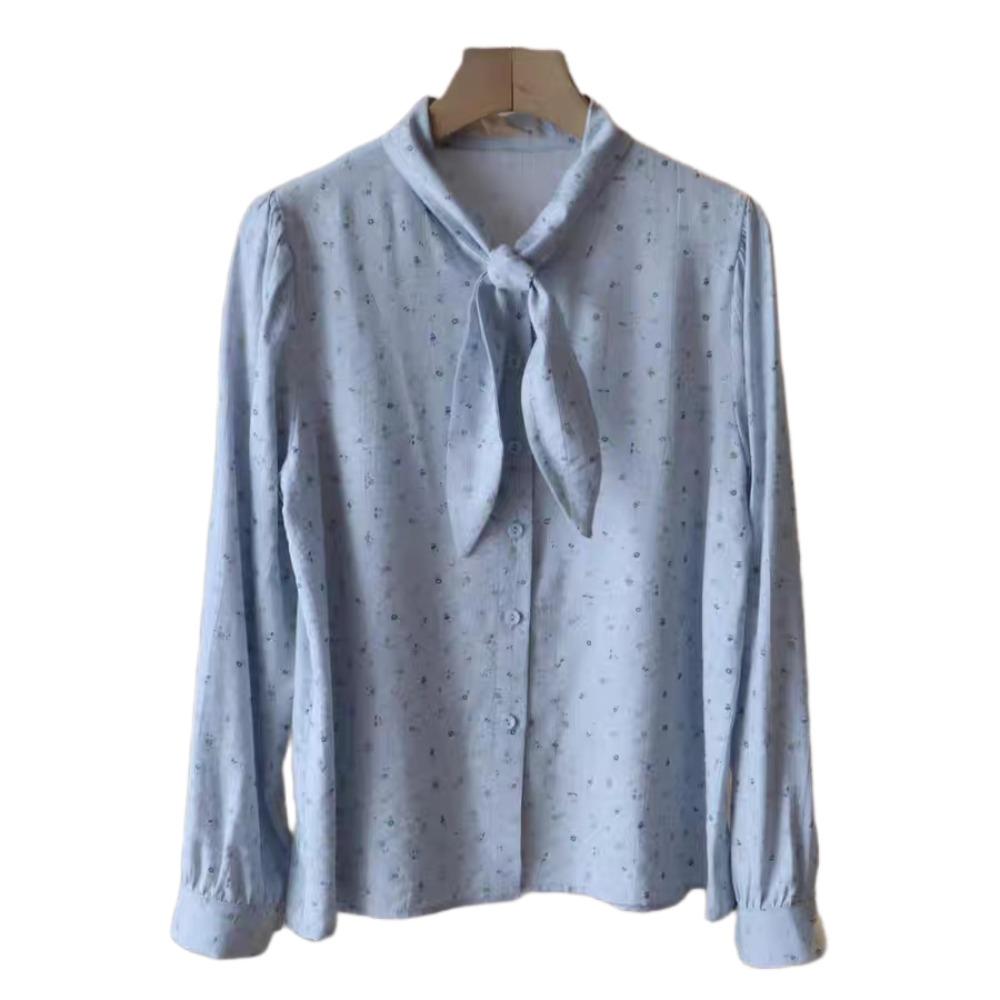 

Sweet Blouses for Women Light Blue Floral Baggy Shirts Comfortable Girls Top Summer M светло-синий
