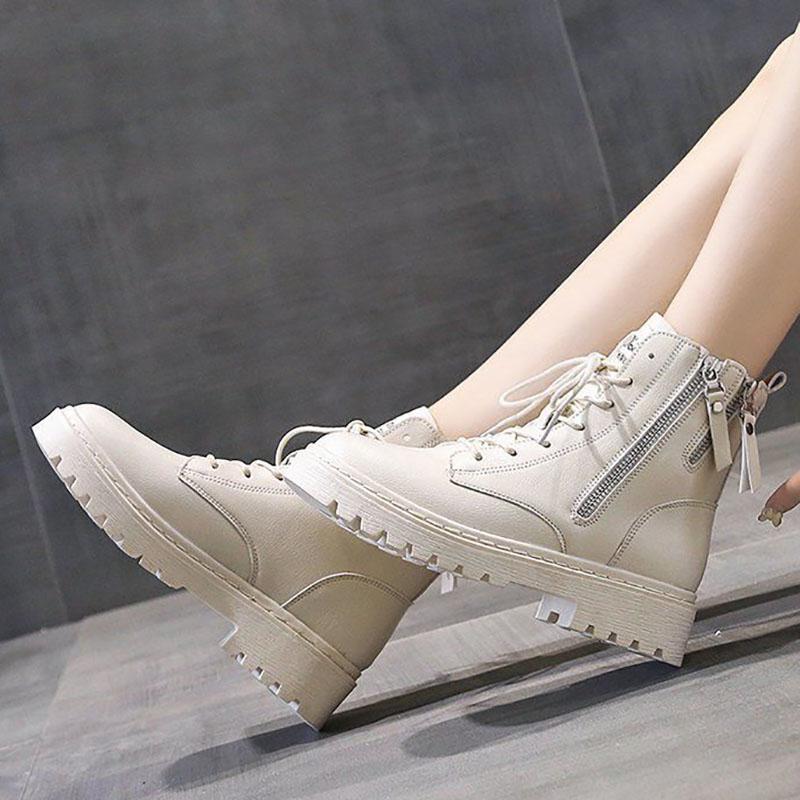 Dámské kozačky Jaro a podzim Britský styl Silná podrážka Prodyšné Protiskluzové Jednoduché kozačky Divoké boty Kotníkové kozačky