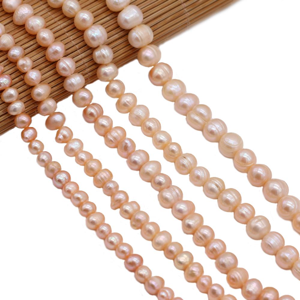 1String, Pink Natural Freshwater Pearls, Handcrafted Round Pearl Beads for DIY Necklaces, Jewelry Making Supplies 36cm