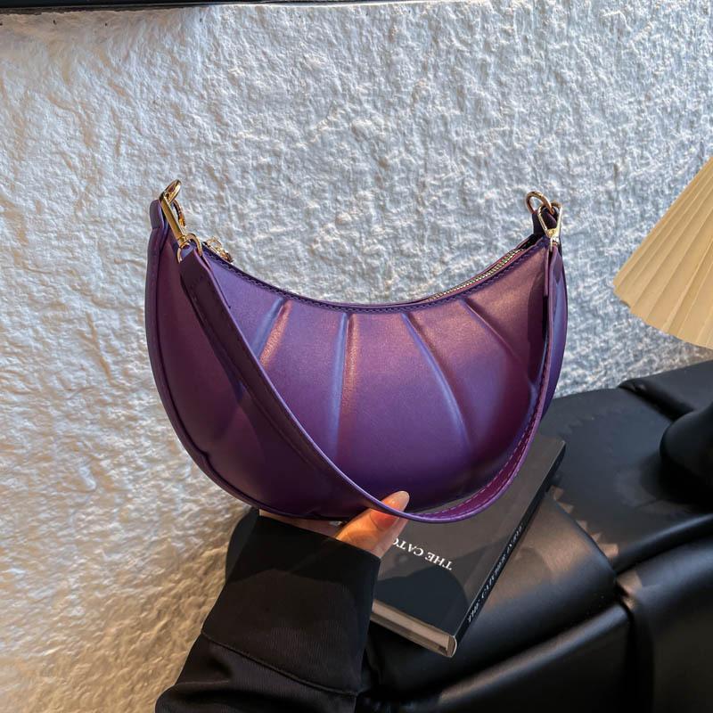 Light Luxury Portable Crescent Bag Women's Bag Autumn New Splicing Shoulder Bag Commuter Armpit Bag