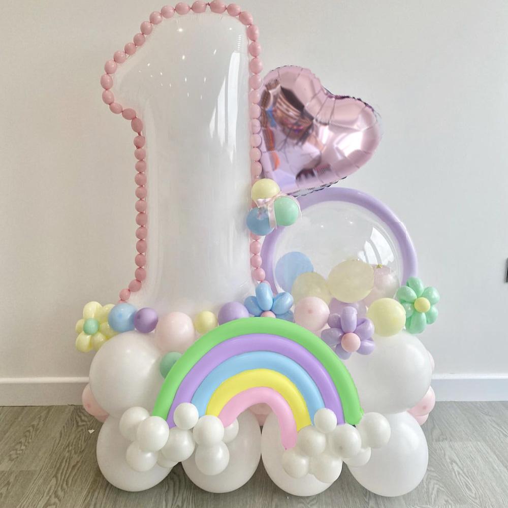 62pcs Rainbow Latex Balloons 1-9st Birthday Party Balloons for 2026 Birthday Baby Shower Wedding Party Supplies Arch Garland