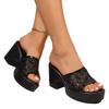 2025 New Sequined High-Heel Sandals Summer Elegance Plus Size Breathable Outdoor Sandals Women's