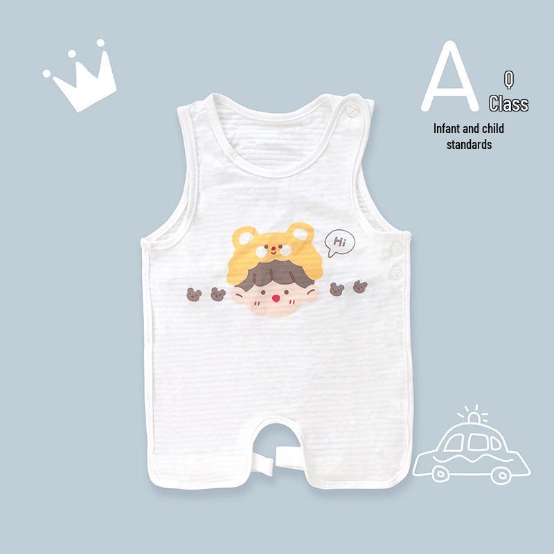 Bavoir d'été mignon Tao Baby en coton à demi-dos et leggings fins protecteur de ventre pour nouveau-nés