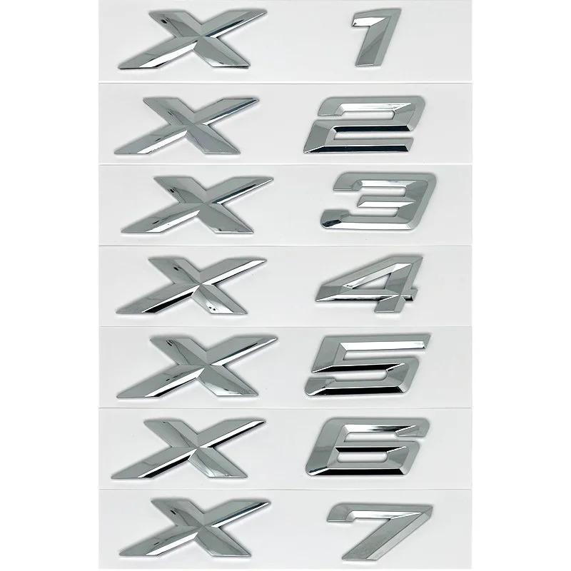 For BMW X1 X2 X3 X4 X5 X6 X7 GT Logo Emblem Rear Trunk Badge 3D ABS Chrome Black Car Sticker Decals