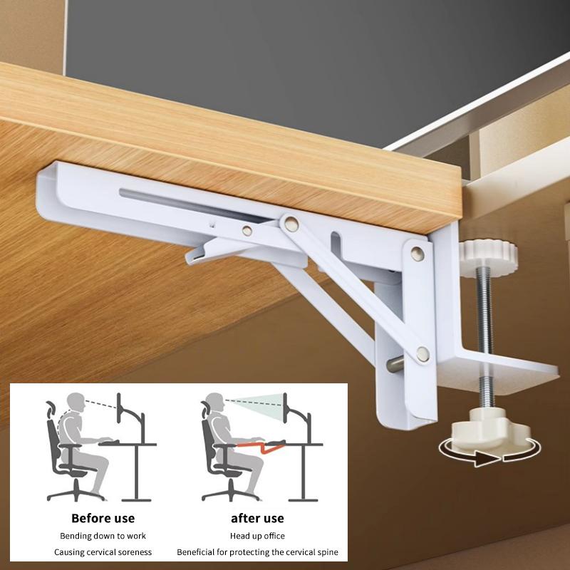 Space Saving Heavy Duty Foldable Desktop Bracket Punch Free Desk Extension for Organized Office Home