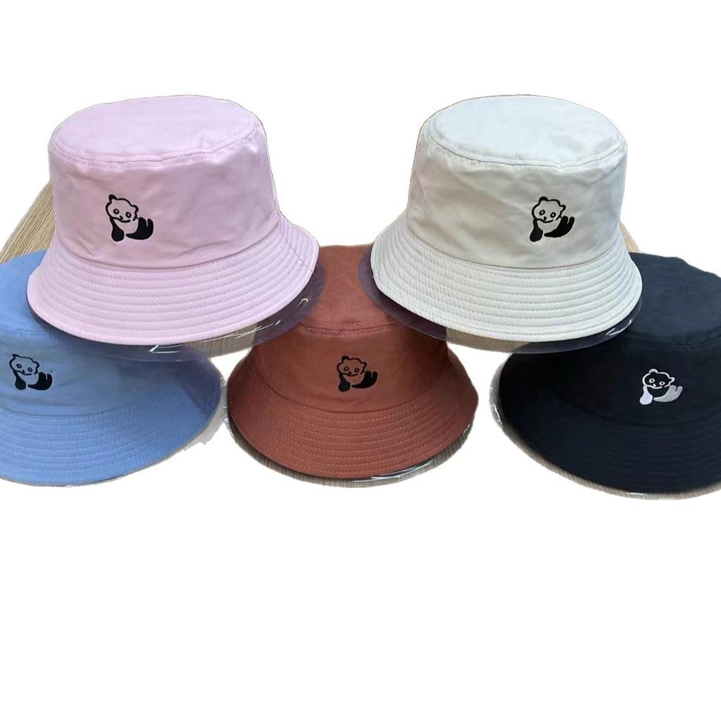 New Cute Panda Embroidery Outdoor Double-sided Fisherman's Hat Men's and Women's Spring and Summer Basin Hat Casual Sun Hat