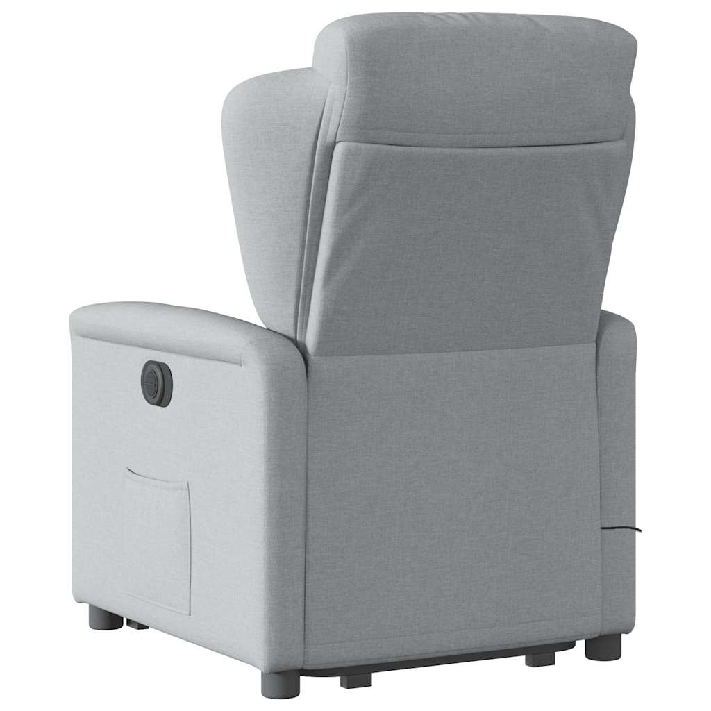 Massage Recliner with Rising Assistance Light Grey Fabric