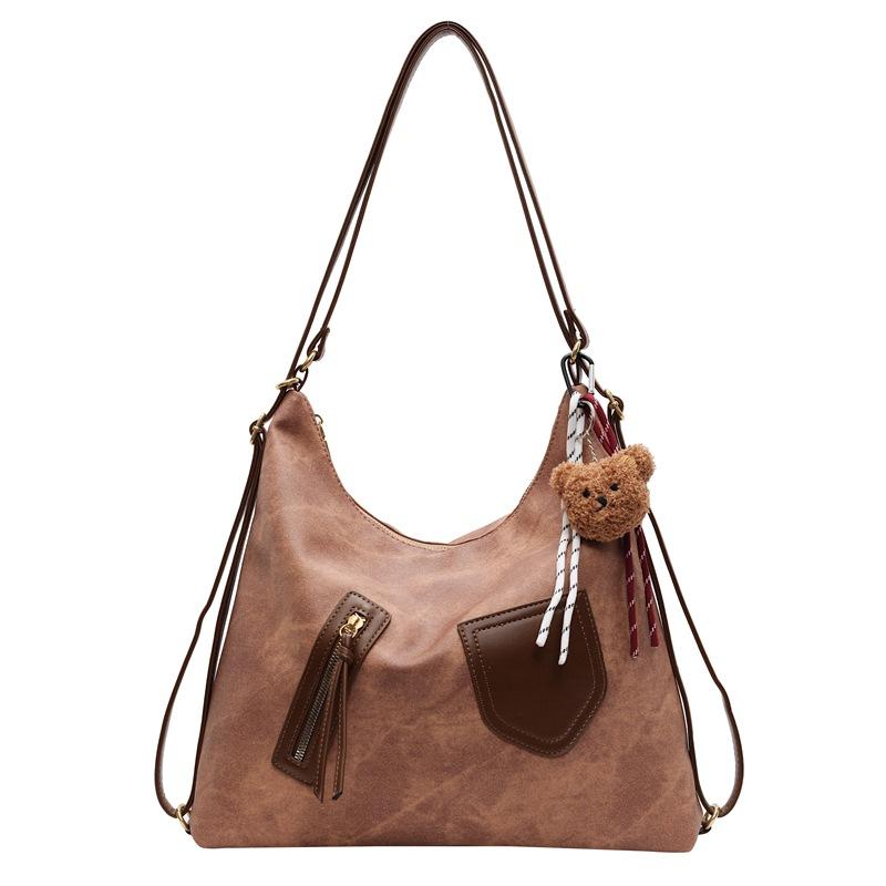 Trendy New Korean Retro Contrasting Colors Fashionable High-end Double Shoulder Tote Women's Bag Commuter Versatile Single Shoulder Messenger Bag