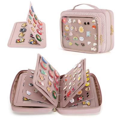 Luxja Tin Badge Storage Bag with Clear Pocket for Tin Badge Pin Storage Oshikatsu Pink Collections, Badges, Case, Files, Goods, Display, Storage,