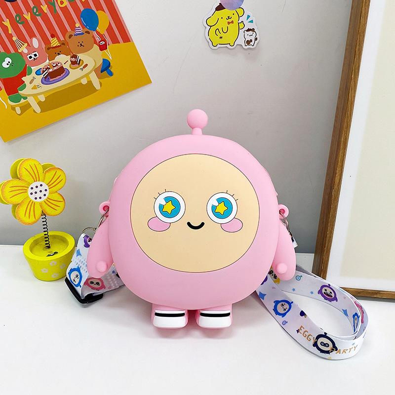 Cute Trendy Children's Small Satchel 2025 Silicone New Foreign Style Children's Bag Boys and Girls Diagonally Span Change Earphone Bag Tide