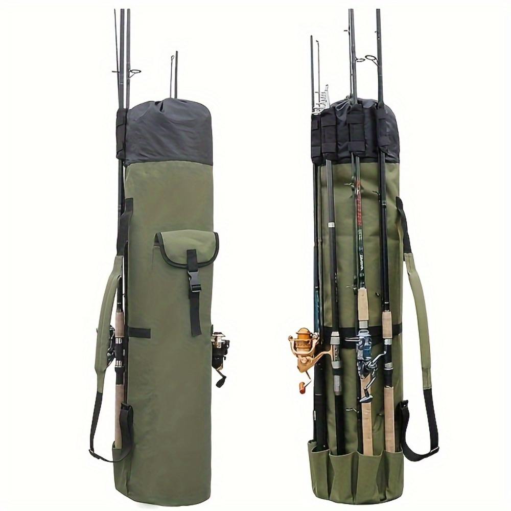 Green fishing rod bag, durable folding fishing gear handbag, multi-functional large-capacity high-quality fishing rod box.