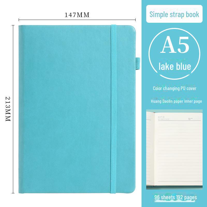 "Quaderno A5 Rigido con Cinturino in PU, LOGO Personalizzabile, Design Fresco e Semplice"