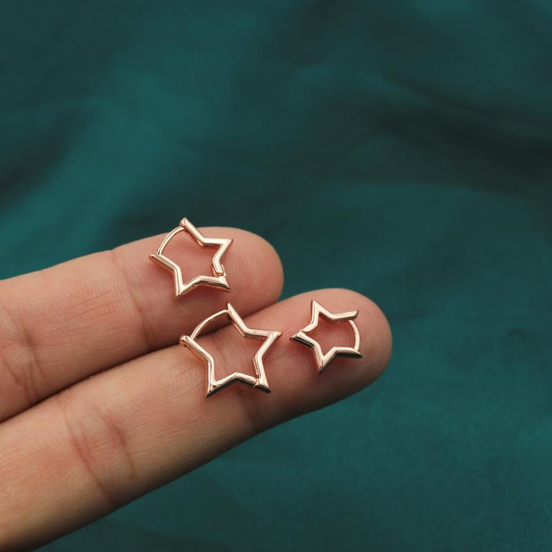 6Pcs/Set Fashion Simple Smooth Star Hoop Earrings for Women European Unisex Piercing Gothic Rock Jewelry Ear Buckles