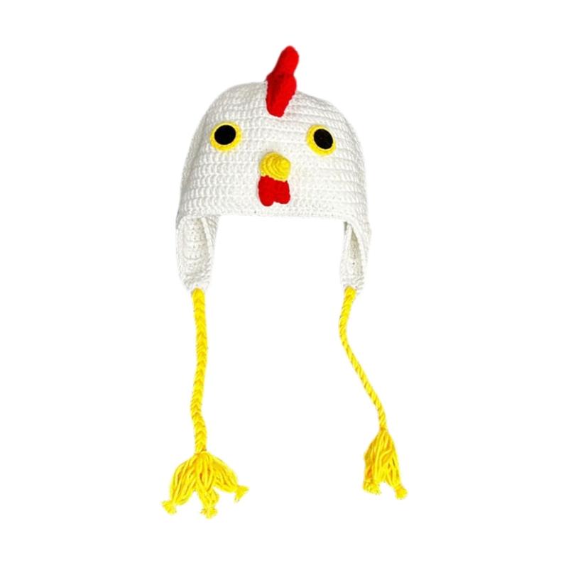 Festival Turkey Hat Knitted Beanies with 3D Chick Warm Cotton Hat Cartoon Headwear for Parents Kids Thanksgiving Hat