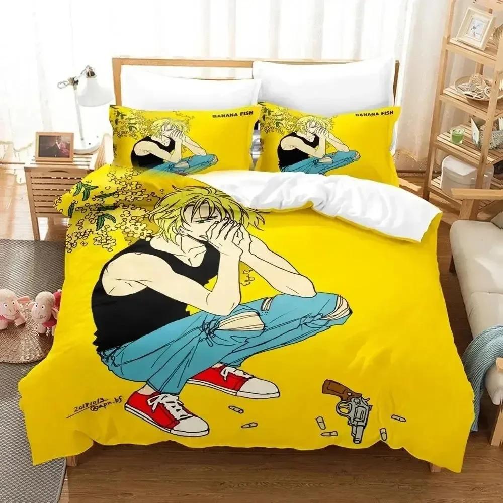 Luxury New 3D Print Anime Banana Fish Bedding Set Duvet Cover Bed Set Quilt Cover Pillowcase Queen Size Boys Adult Bedding Set