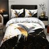 Modisches Bettbezug-Set, Bettwäsche-Set mit Bronzing-Marmor-Federdruck, Weicher, bequemer Bettbezug, Für Schlafzimmer, Gästezimmer
