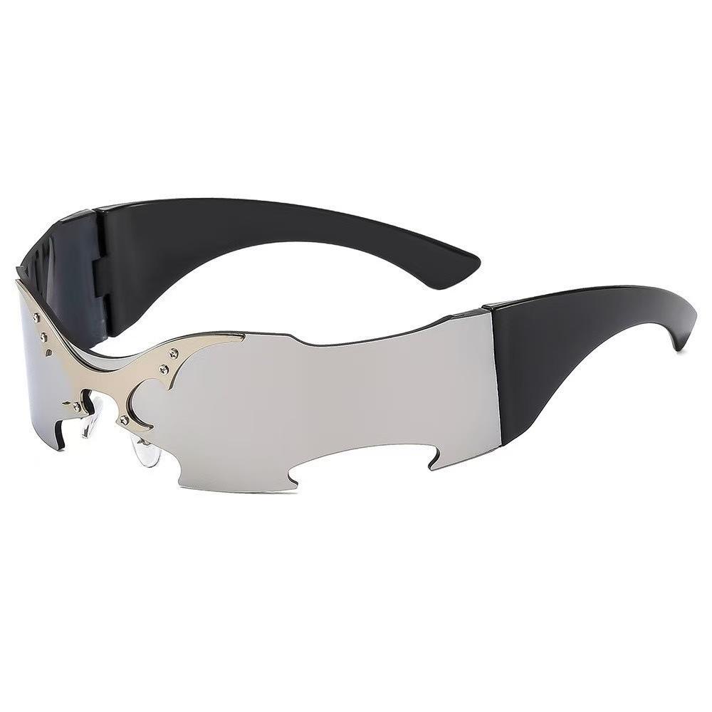 Trendy Rimless Metal Decorated Futuristic Sunglasses