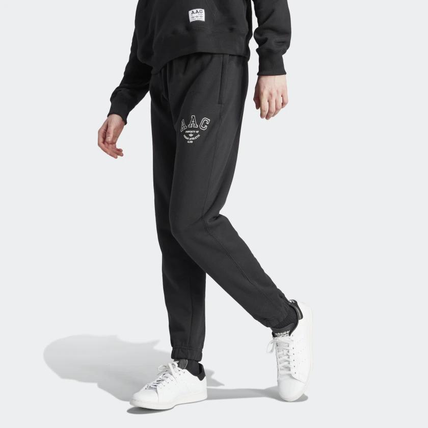 Adidas Originals Trefoil Embroidered Logo Sweatpants with Drawstring Cuffs Men Bottoms Black HZ0698