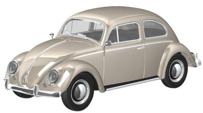 Aoshima Bunka Kyozai Rakupla Klijuojamas rinkinys Volkswagen Beetle Šviesiai smėlio spalvos Plastikinis modelis 1/32 Nr.. 20 svarų, iš anksto spalvotas (Automobilis)