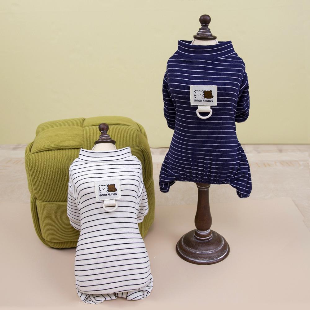 Breathable Striped Dog Pajamas Short Sleeve Puppy Sweatshirt Fashion Puppy Overalls  Chihuahua