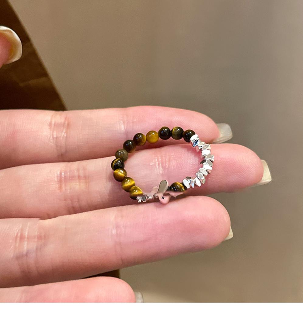 Maillard Vintage Geometric Flower Tiger's Eye Open Ring Simple Index Finger Ring Jewelry