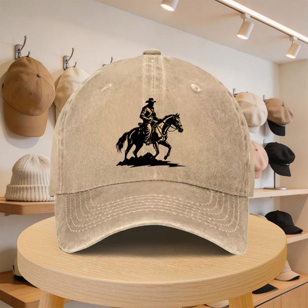 A MenS Baseball Cap Featuring a Horse Riding Design This Stylish And Casual Hat Is Adjustable And Perfect for Outings During S
