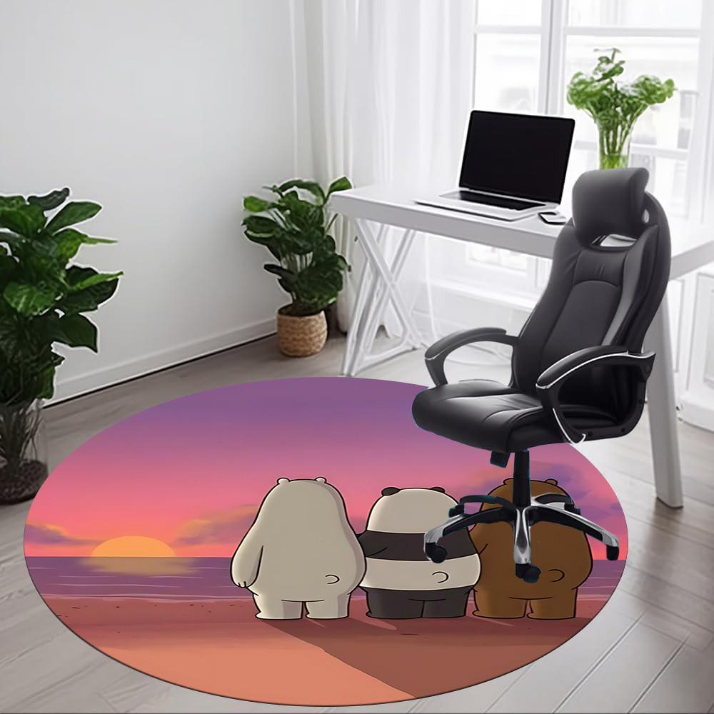 

1pc We Bare Bears Office Round Area Rug, Under Office Chairs Bedroom Living Room Home Decor, Room Deco, Available in Various Sizes 80cm