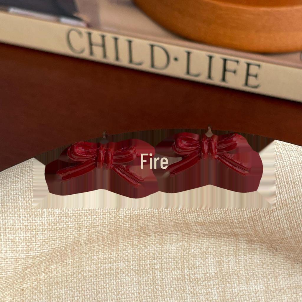 Ankola Red Bow Earrings: Elegant, Versatile Silver Needle Jewellery for Women