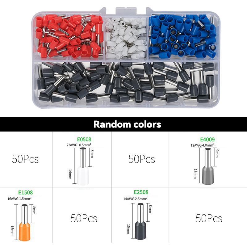 200PCS Crimp Terminals Kit Electrical Tube Terminals Suit VE Tubular Block Cord End Connectors Cable Wire Connector