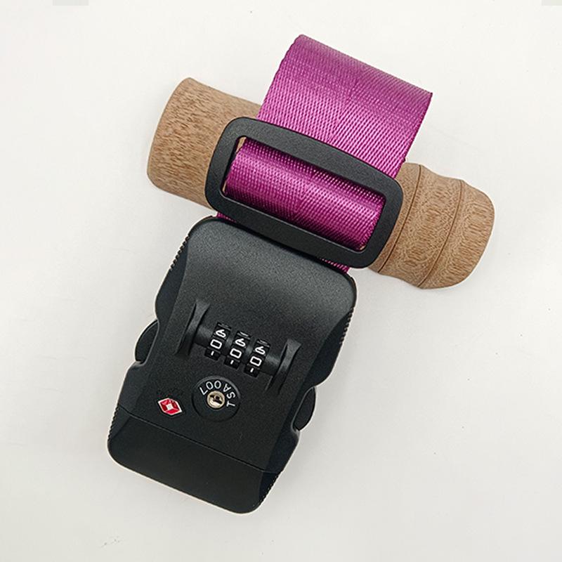 Solid Color Nylon Luggage Strap with Herringbone Pattern, Password Lock, and One-Word Handle