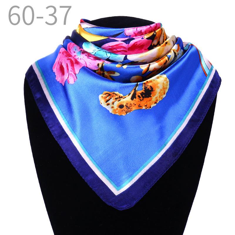 New simulated silk scarf, striped women's small square scarf, flight attendant workplace decoration cm spring and summer silk scarf