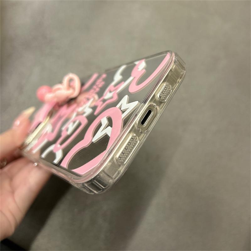 Ins Korean Cute Glitter Y2k Star Pendant Mirror Phone Case For Iphone 14 13 12 Pro Max Lovely Couple Shockproof Soft Cover Funda