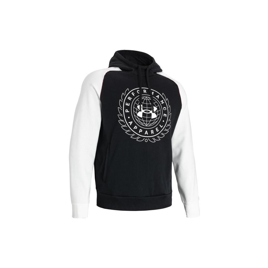 Under Armour Rival Varsity Fleece Hoodie Black White Men s 1373831-001 L