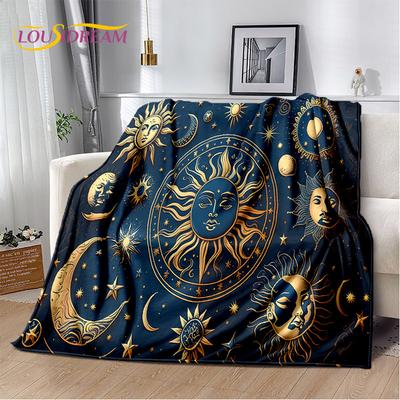 Sun Moon Mandala Magická čarodějnická tarotová deka, měkká deka pro domácí ložnici Pohovka Pohovka Piknik Cestovní obal do kanceláře Dárek Kid